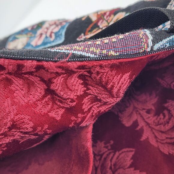 Handmade Cupid Love Tapestry Black Large Weekender Tote Bag - Picture 9 of 13